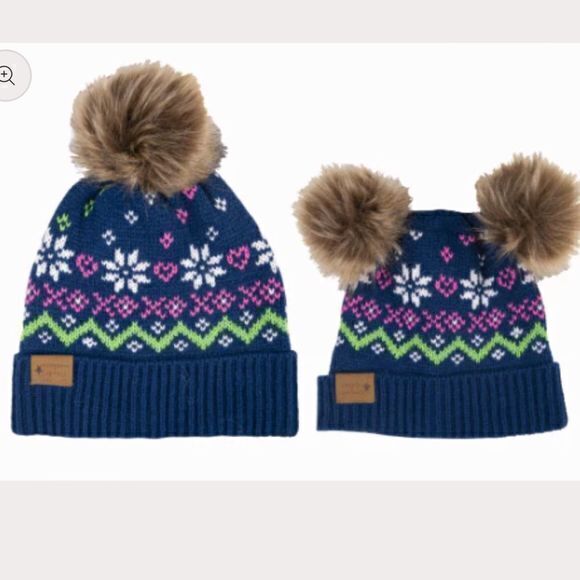 NWT Simply Southern Mommy‎ & Me Matching Winter Beanie Set Navy Sweater - Picture 1 of 5